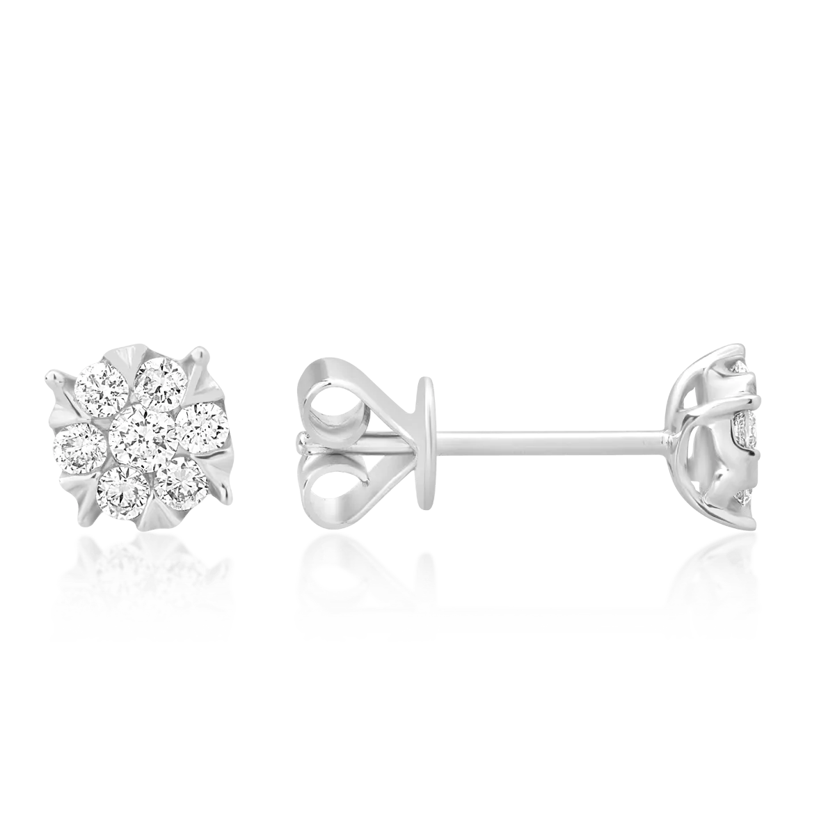 18K бели златни обеци с 0.2ct диаманта