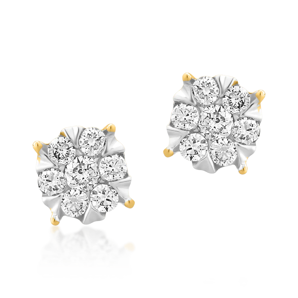 Cercei din aur galben de 18K cu diamante de 0.2ct