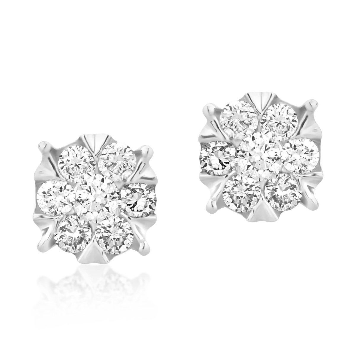 Cercei din aur alb de 18K cu diamante de 0.25ct