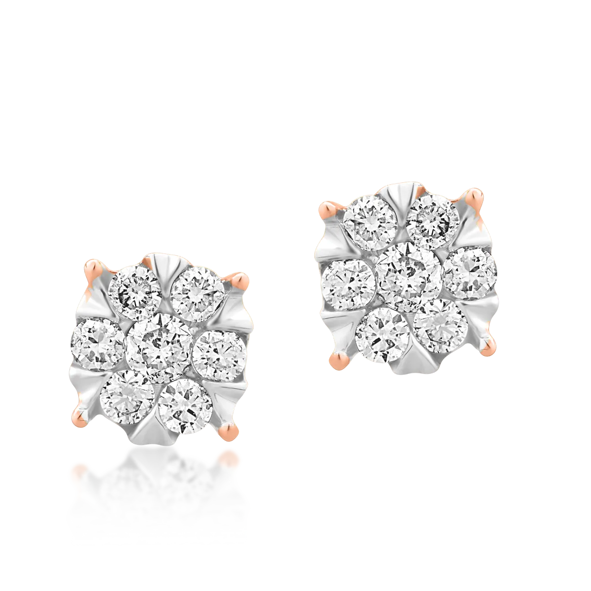 Teilor Cercei din aur alb-roz cu diamante de 0.25ct