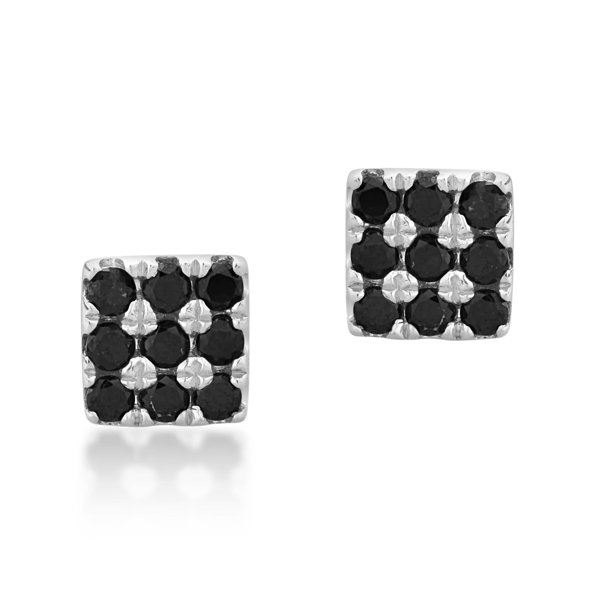 Teilor Cercei din aur alb cu diamante negre de 0.15ct