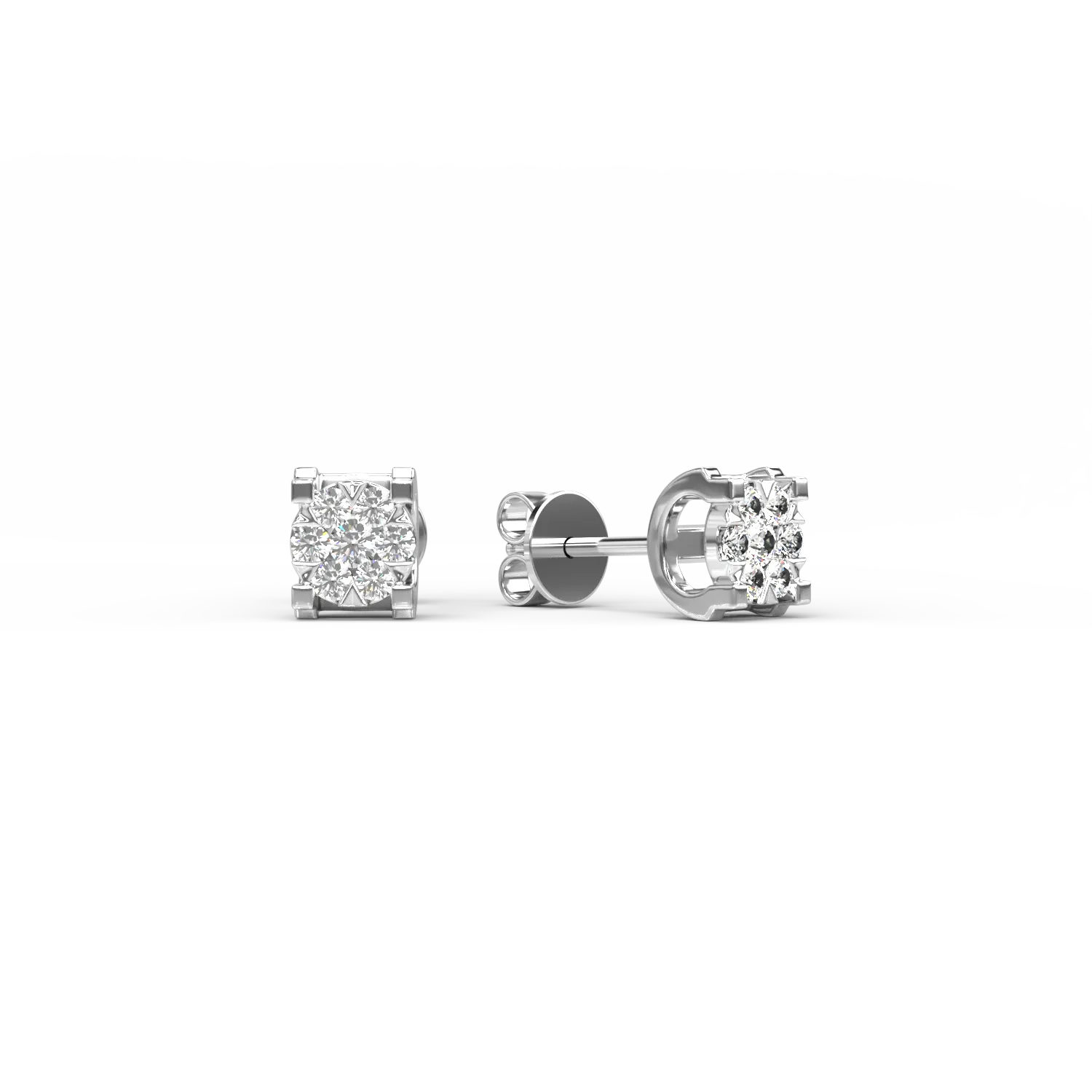 Cercei din aur alb cu diamante de 0.102ct