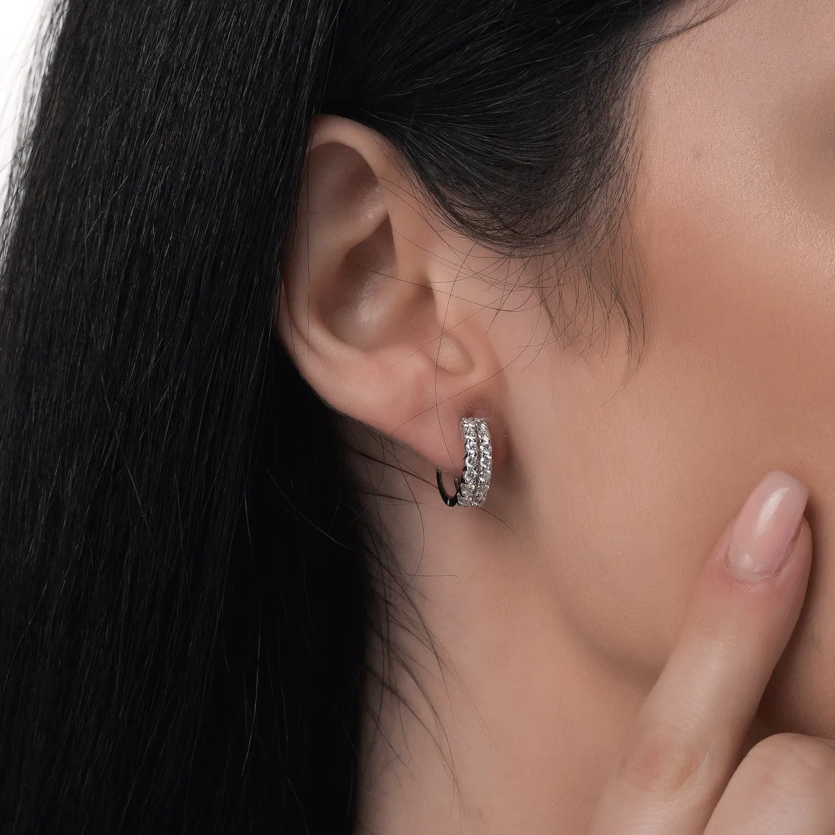 14K бели златни обеци с 0,777ct диаманта