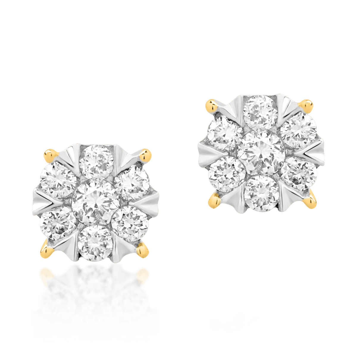Cercei din aur galben de 18K cu diamante de 0.25ct