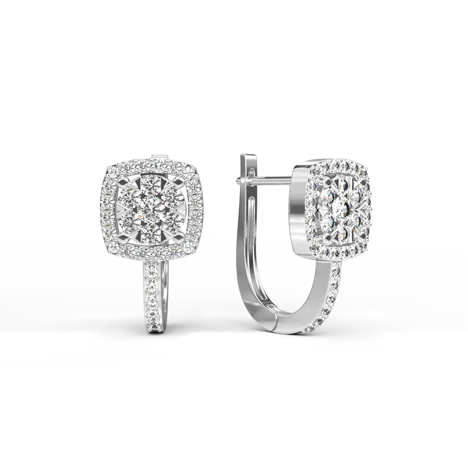 14K бели златни обеци с 0,484ct диаманта