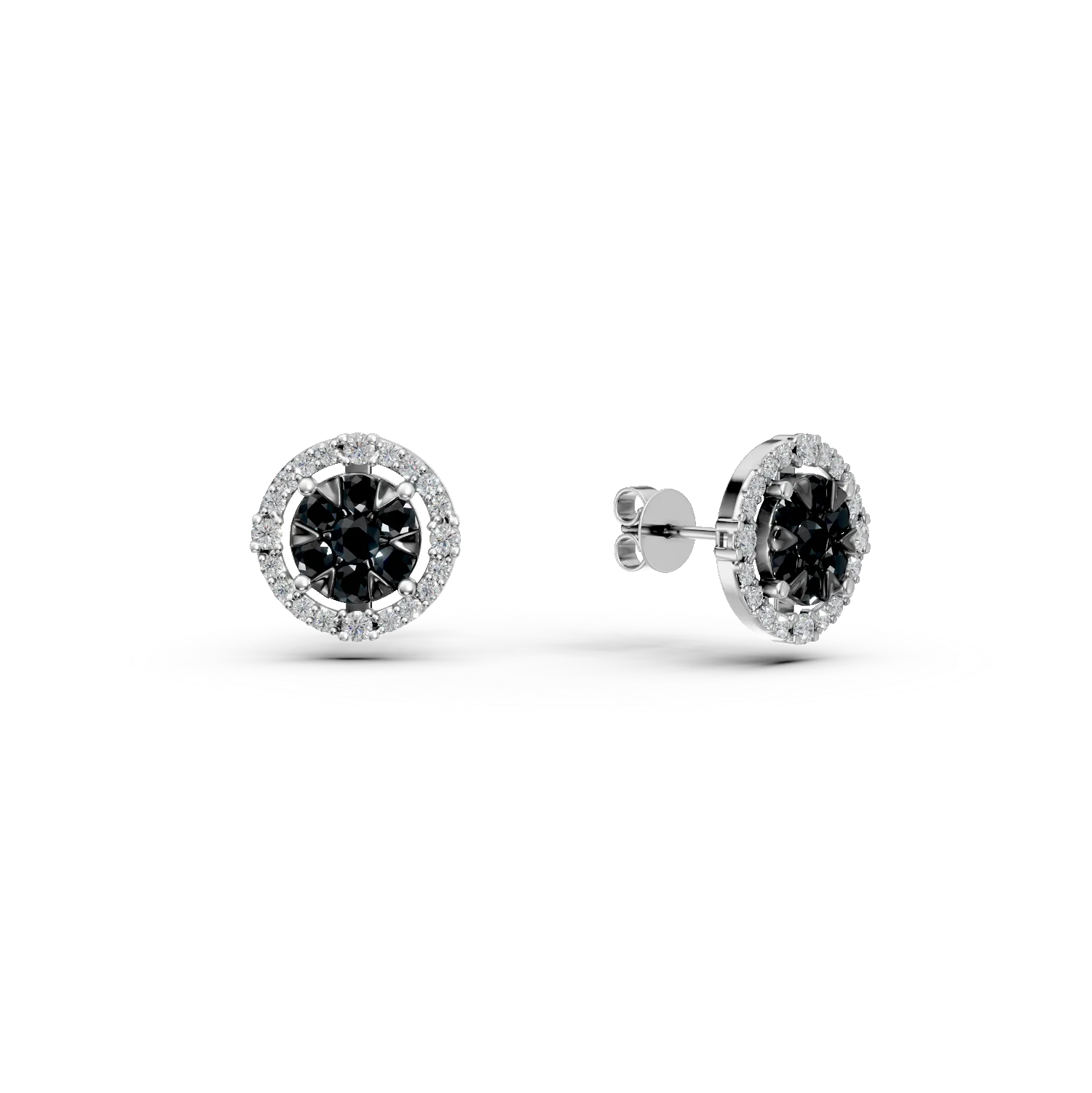 Kolczyki z 18K białego złota, czarne diamenty 0.73kr i diamenty 0.408kr