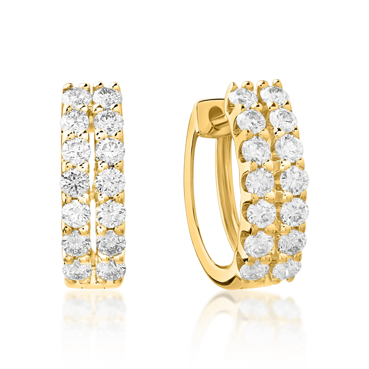 14K yellow gold earrings with diamonds of 0.778ct