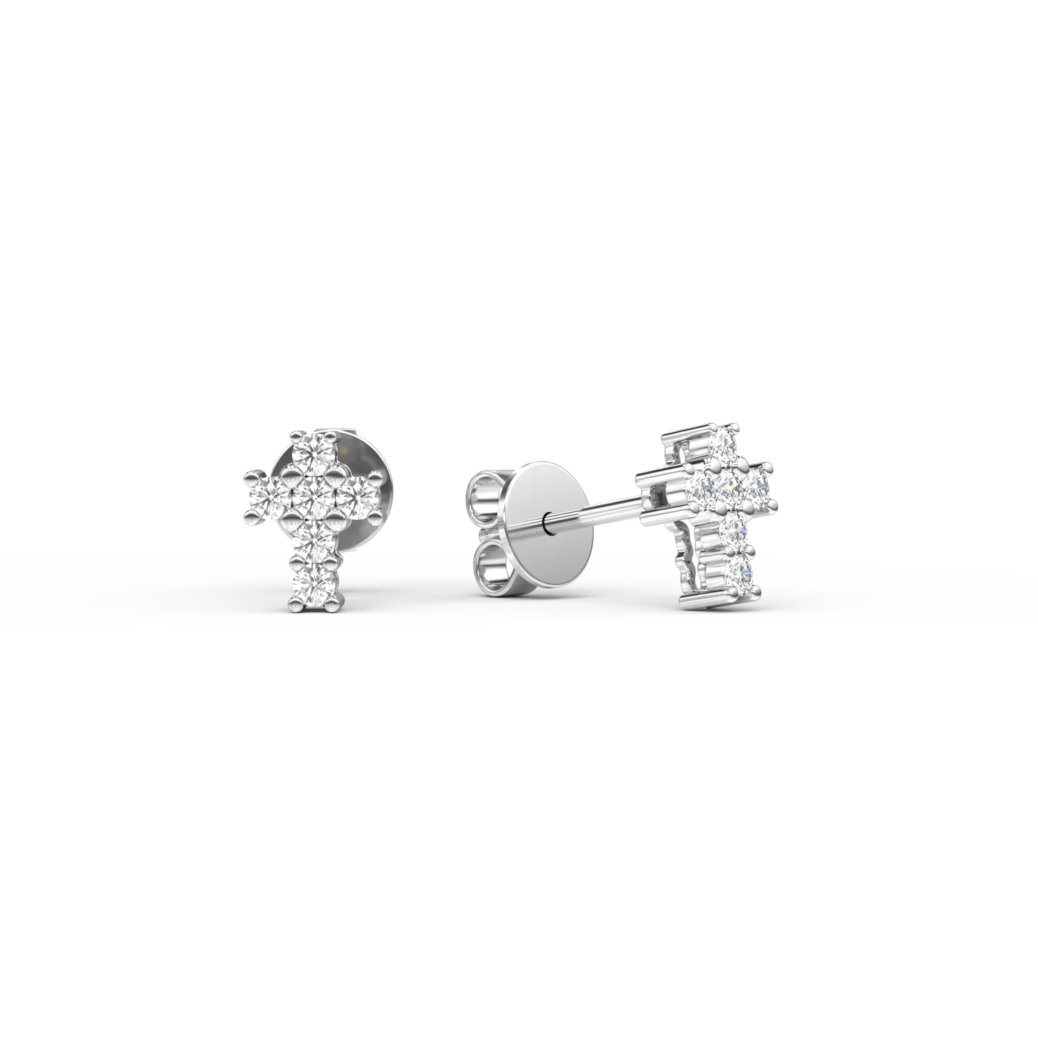 18K бели златни обеци с 0,084ct диаманта