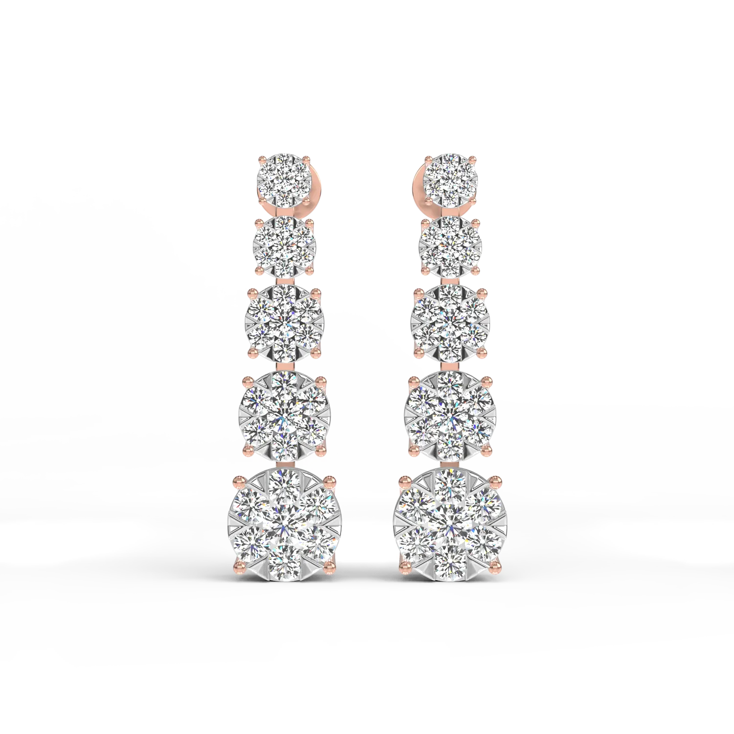 18K rose gold earrings with 1ct diamonds