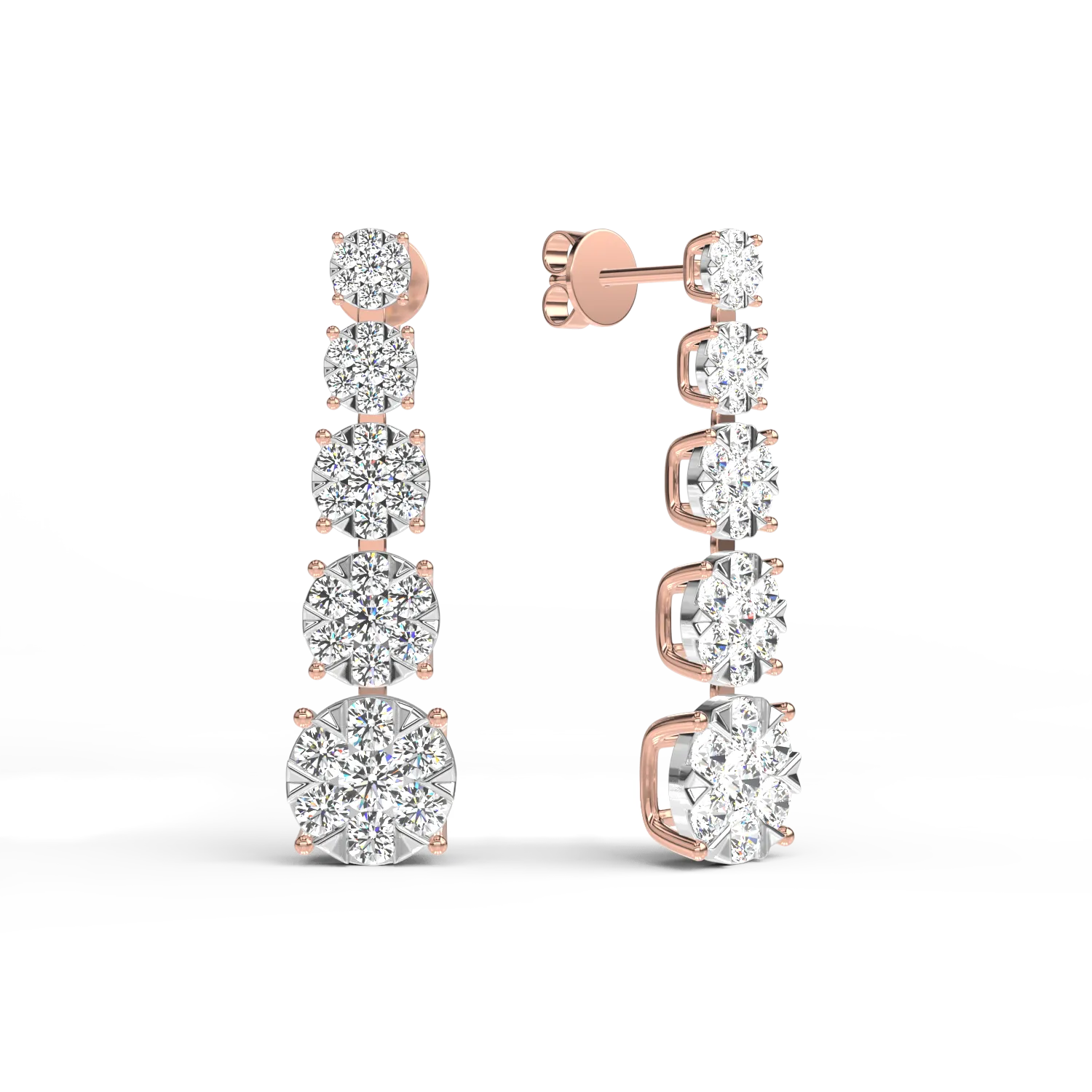 Cercei din aur roz de 18K cu diamante de 1ct