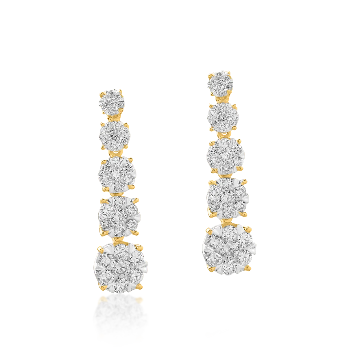 Cercei din aur galben cu diamante de 1ct