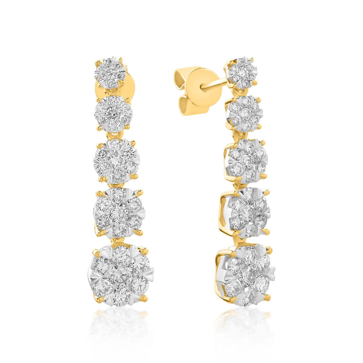 Cercei din aur galben cu diamante de 1ct