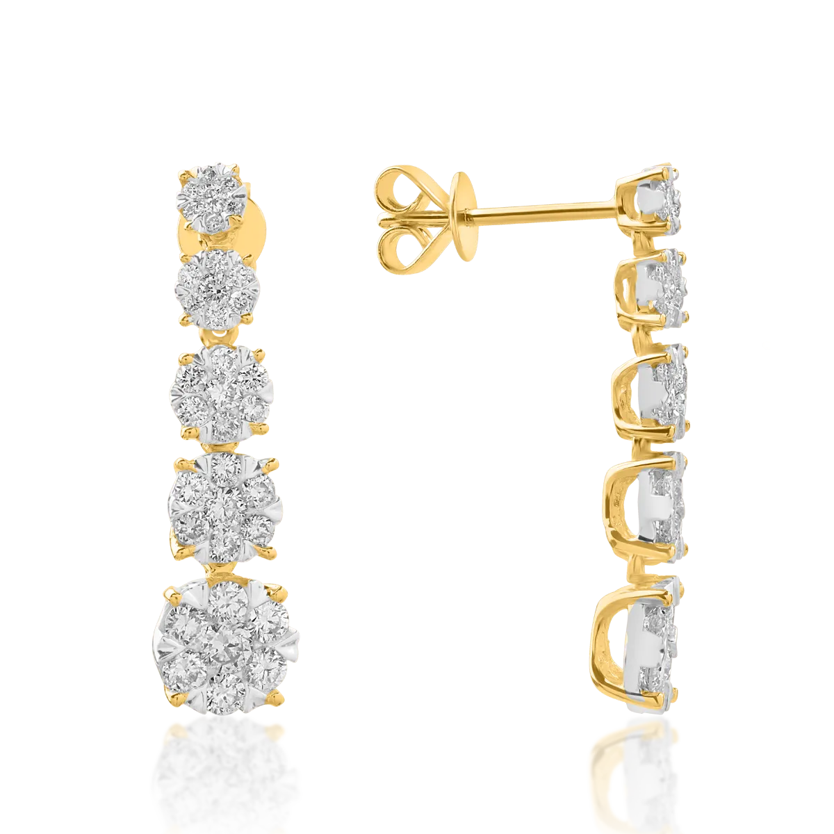 Cercei din aur galben cu diamante de 1ct