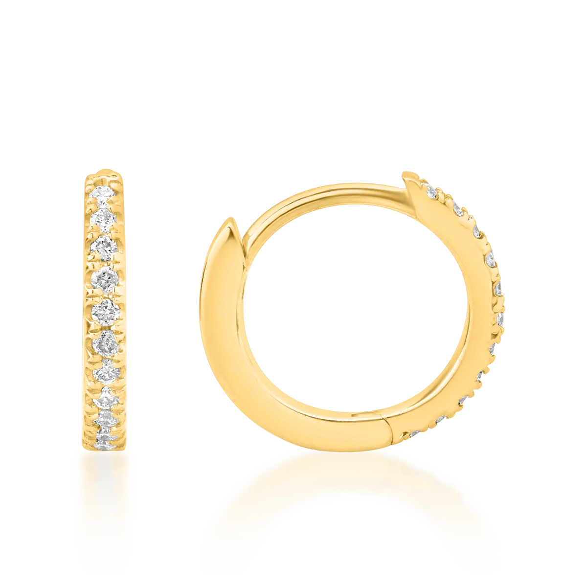 Cercei din aur galben de 18K cu diamante de 0.08ct