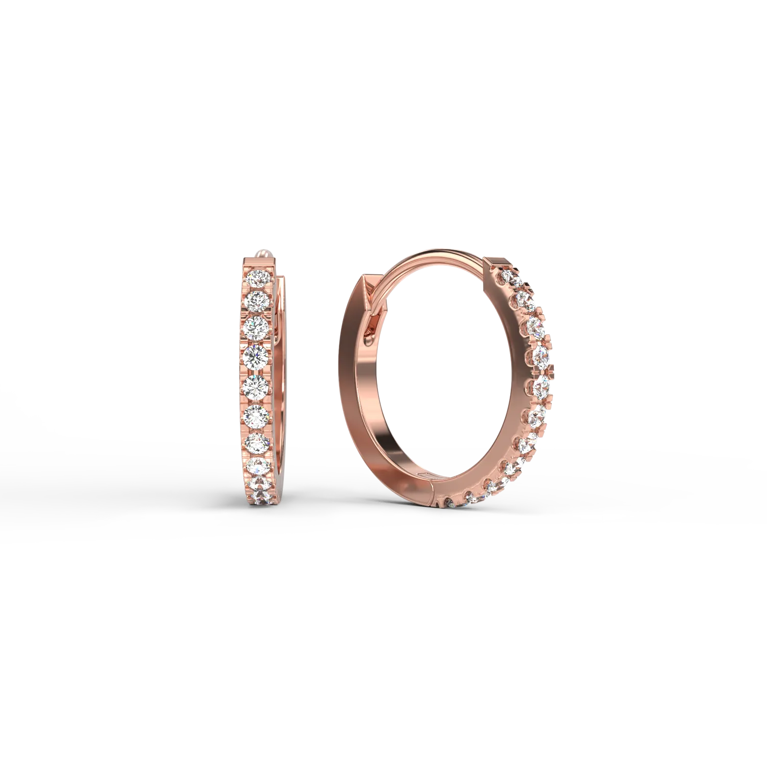 Cercei din aur roz de 18K cu diamante de 0.08ct