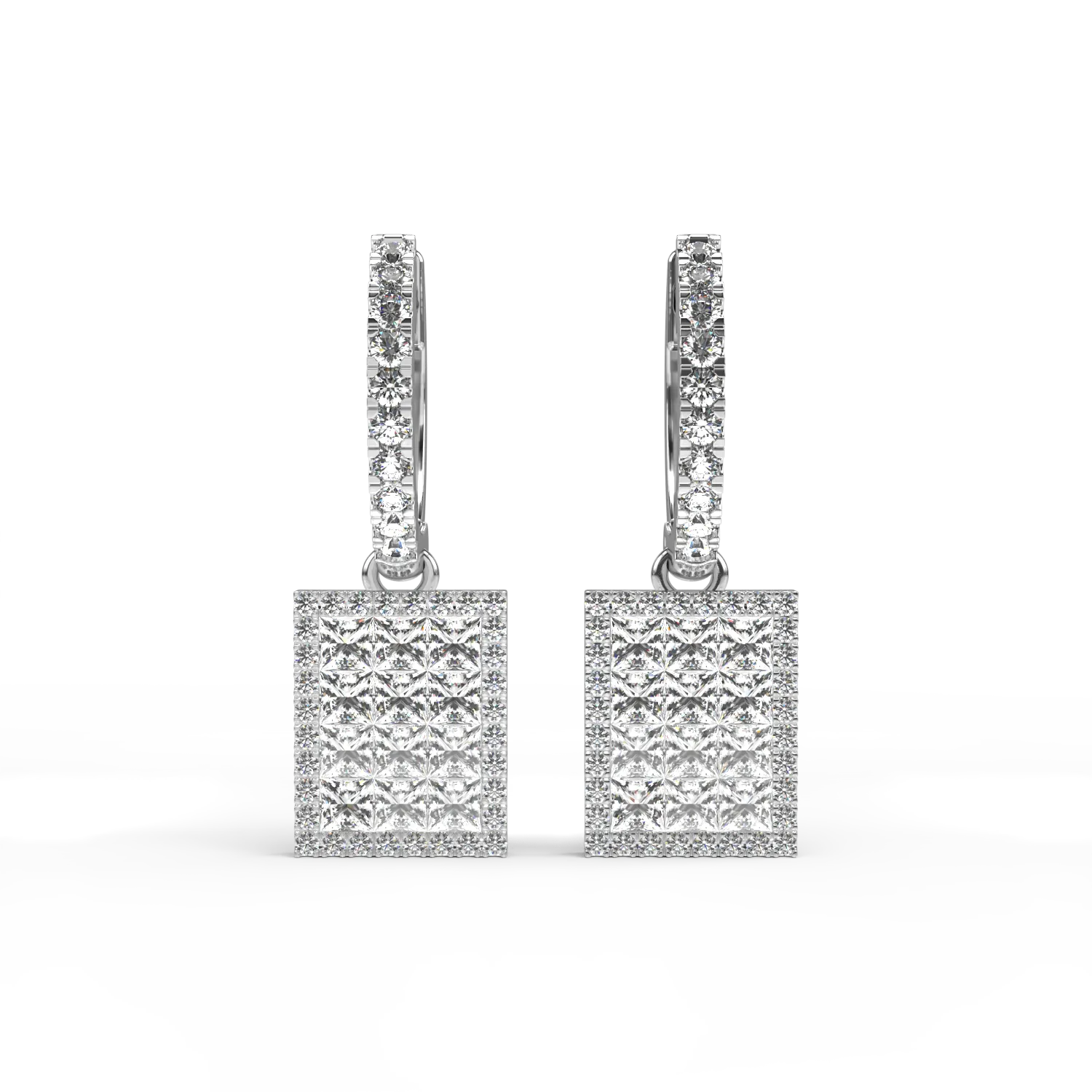 Cercei din aur alb de 18K cu diamante de 1.32ct-53775