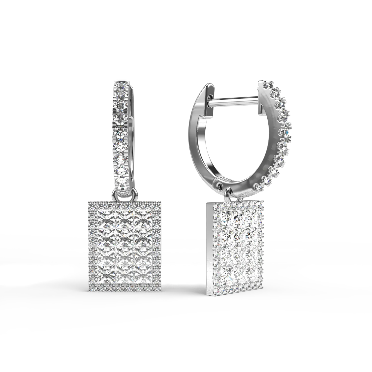 Cercei din aur alb cu diamante de 1.32ct