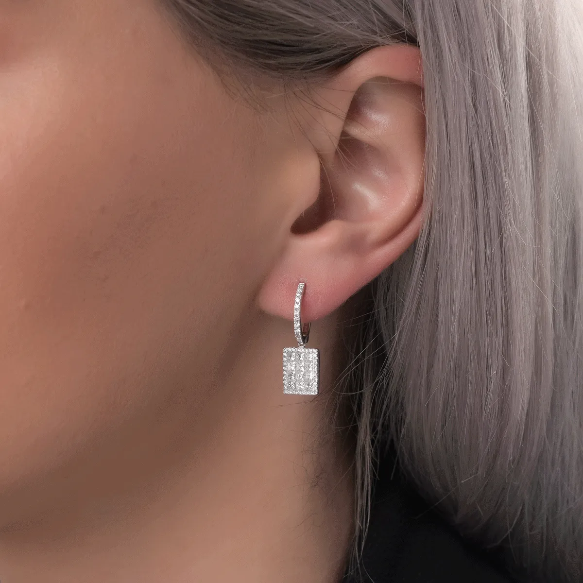 18K бели златни обеци с 1,27ct диаманта
