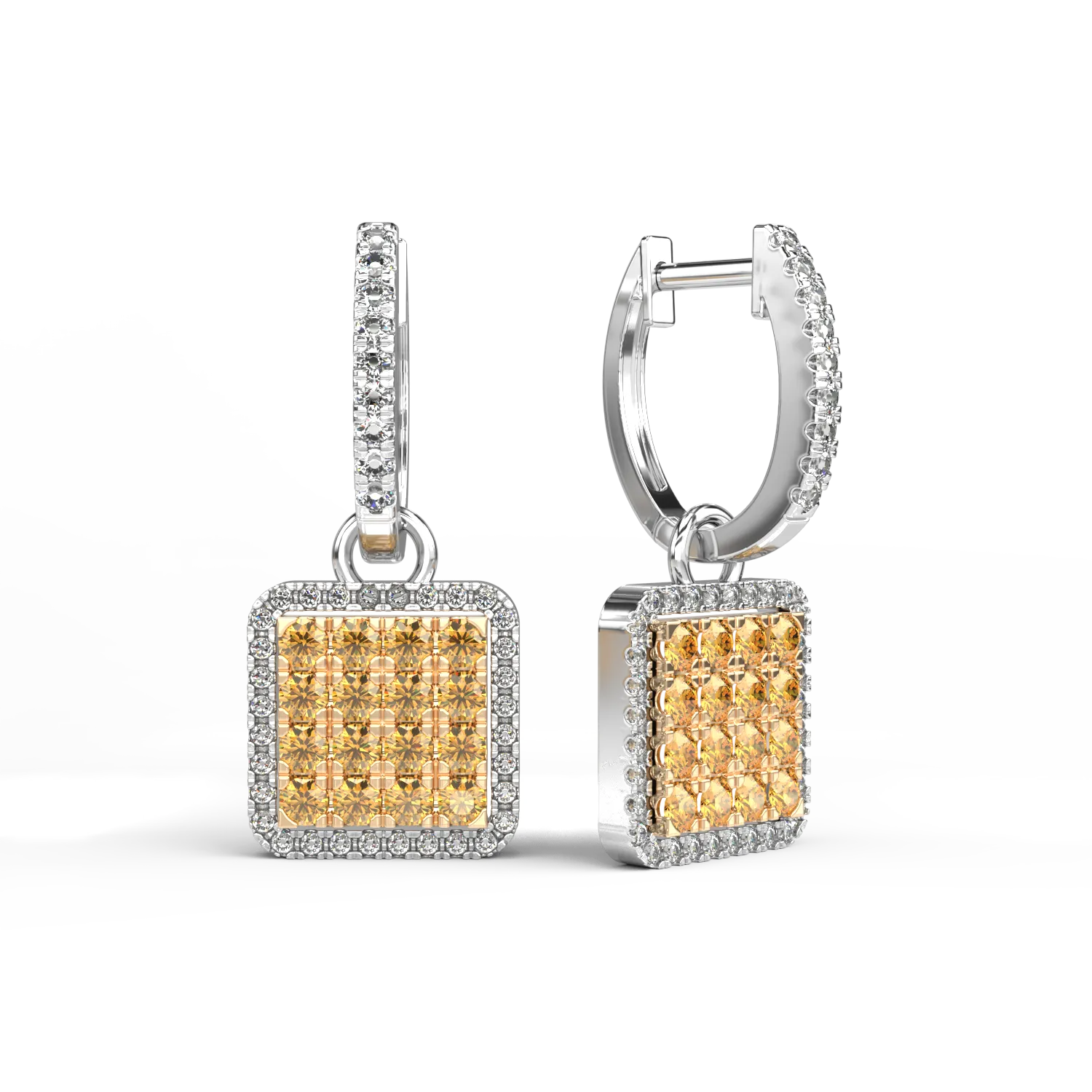 18K white-yellow gold earrings with 0.81ct yellow sapphires and 0.41ct diamonds