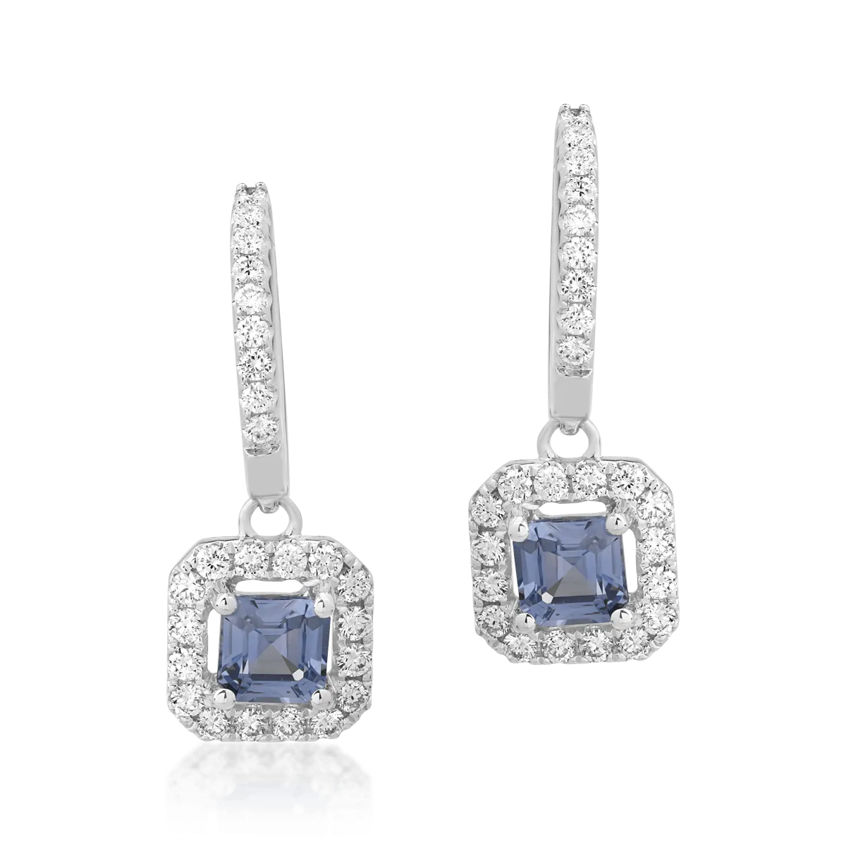 18K white gold earrings with 1.02ct sapphires and 0.53ct diamonds