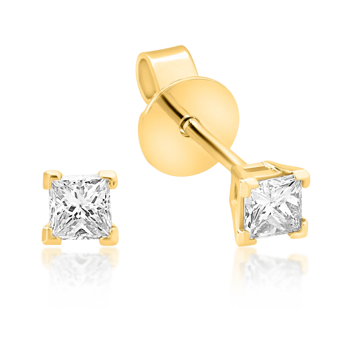 Cercei din aur galben de 18K cu diamante de 0.3ct