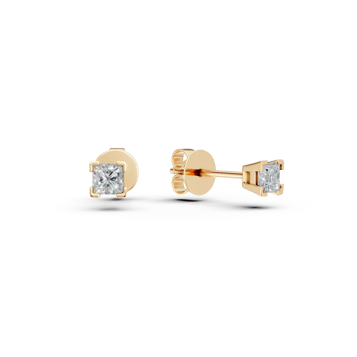 Teilor Cercei din aur galben cu diamante princess de 0.3ct