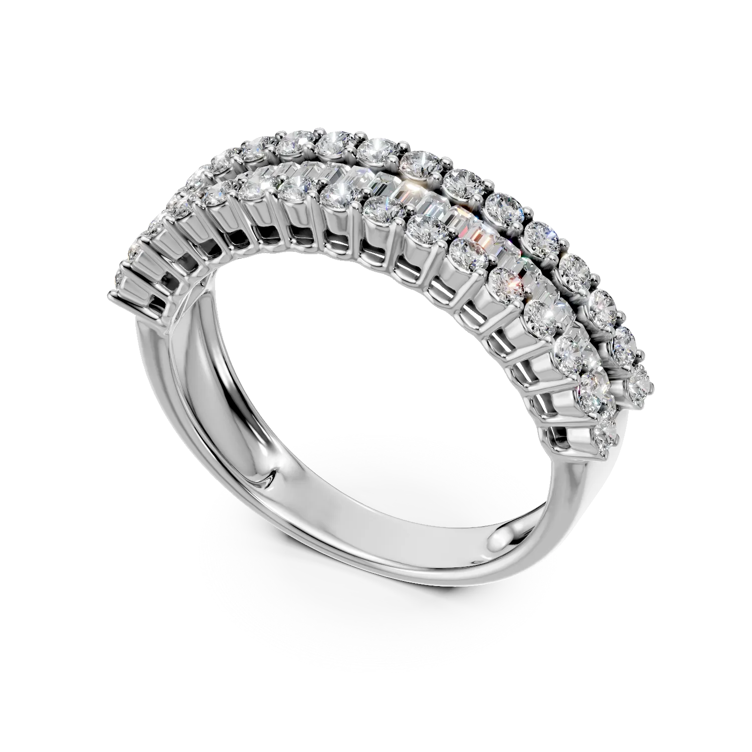 Inel din aur alb cu diamante microsetting de 0.9ct - Imagine 2