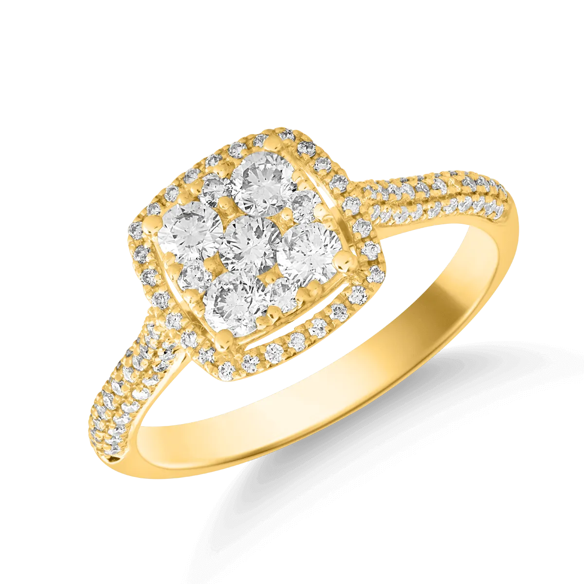 18K yellow gold ring with diamonds of 0.55ct