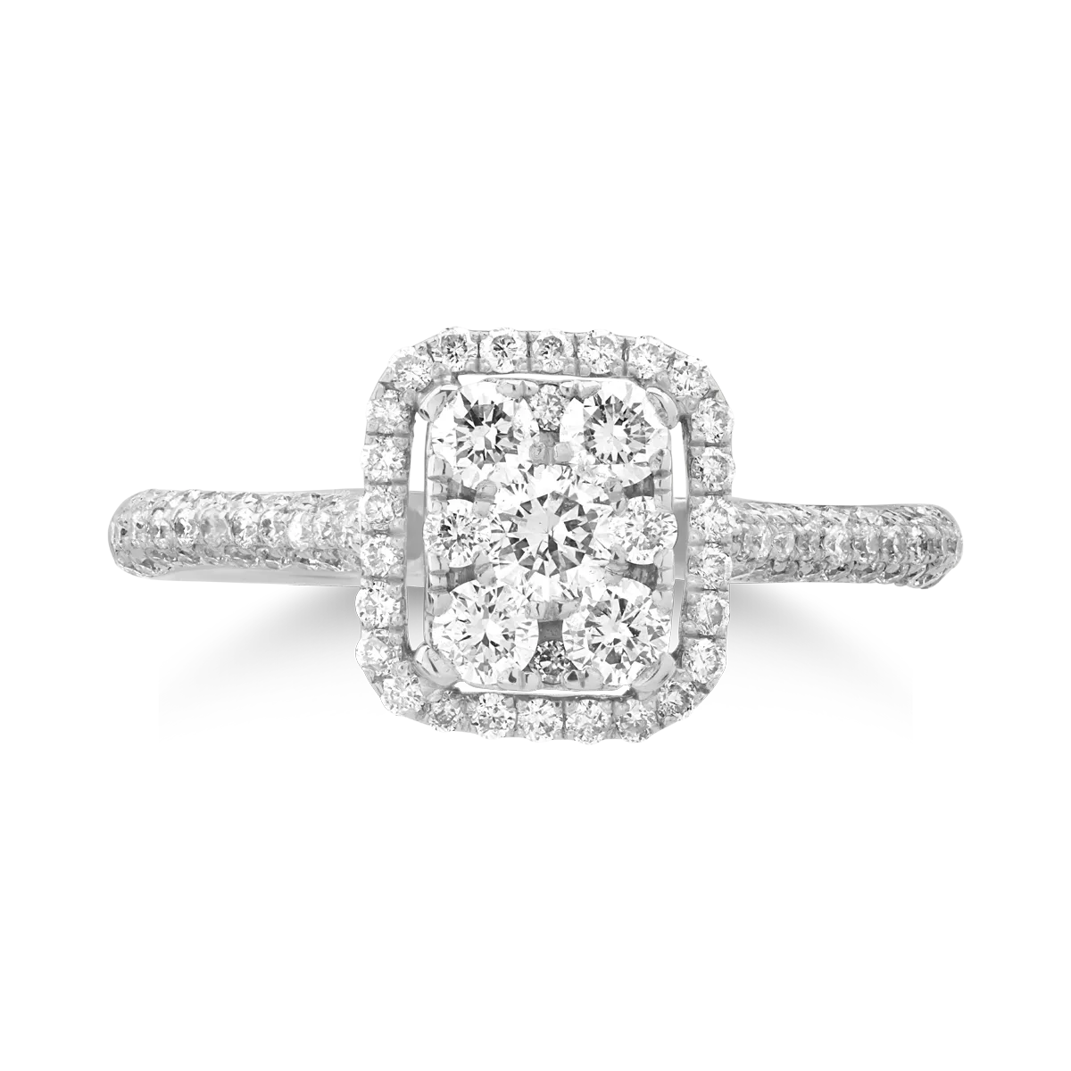 18 karátos fehérarany gyűrű 0.62 karátos gyémántokkal