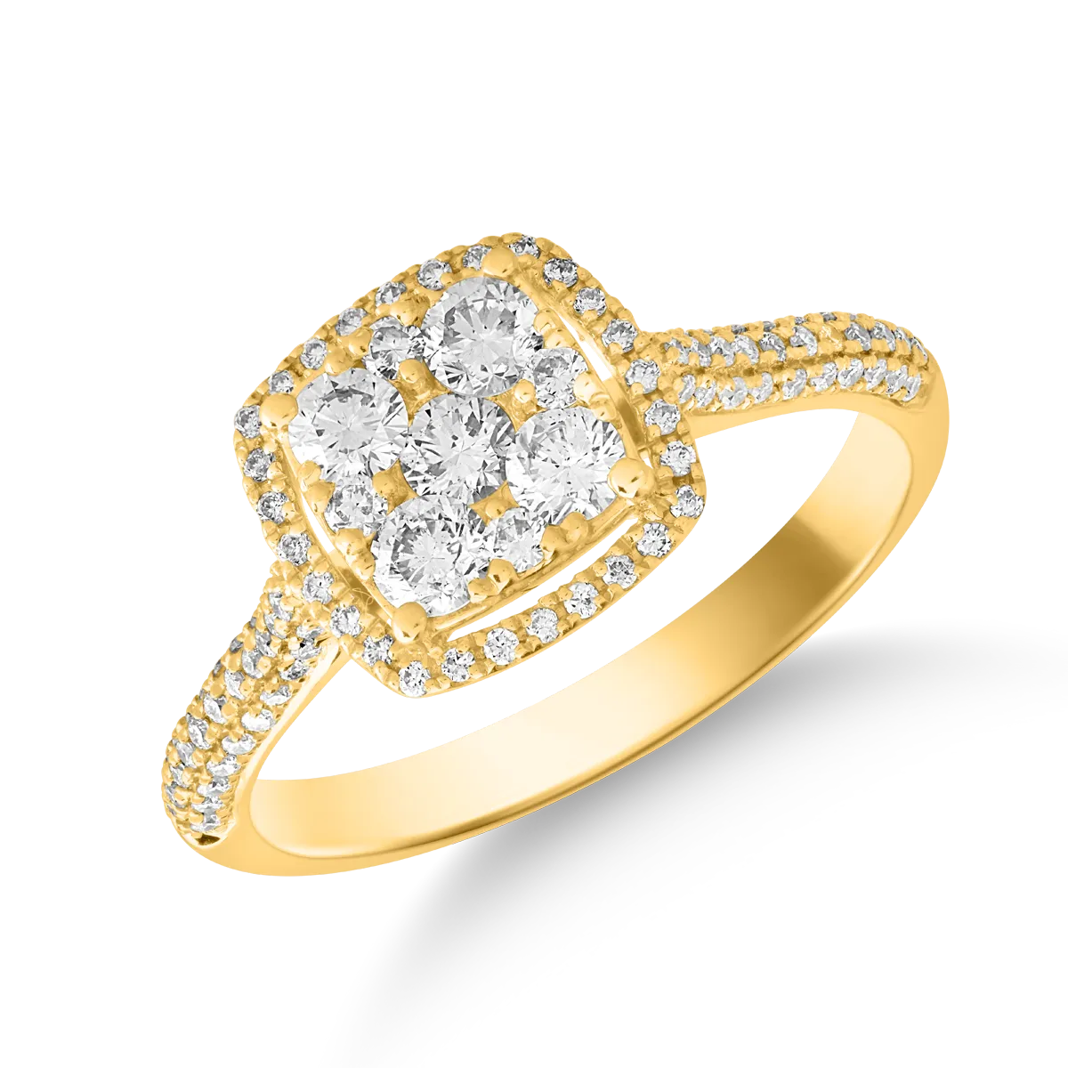 18K sárga arany gyűrű 0.61ct gyémántokkal