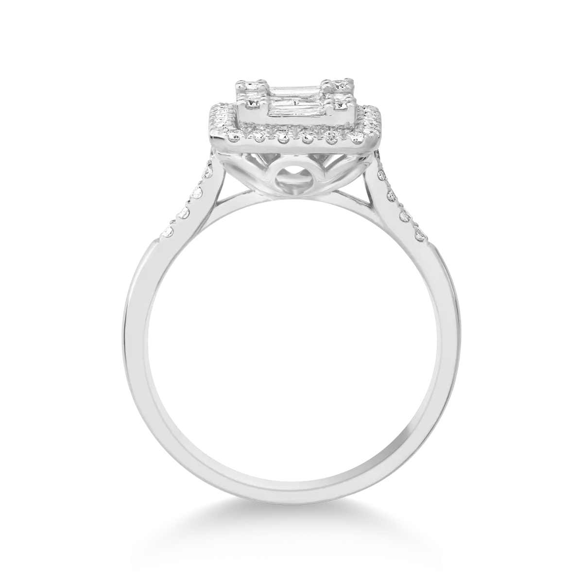 Gyűrű 18K-os fehér aranyból 0,41ct gyémánttal és 0,35ct gyémántokkal.