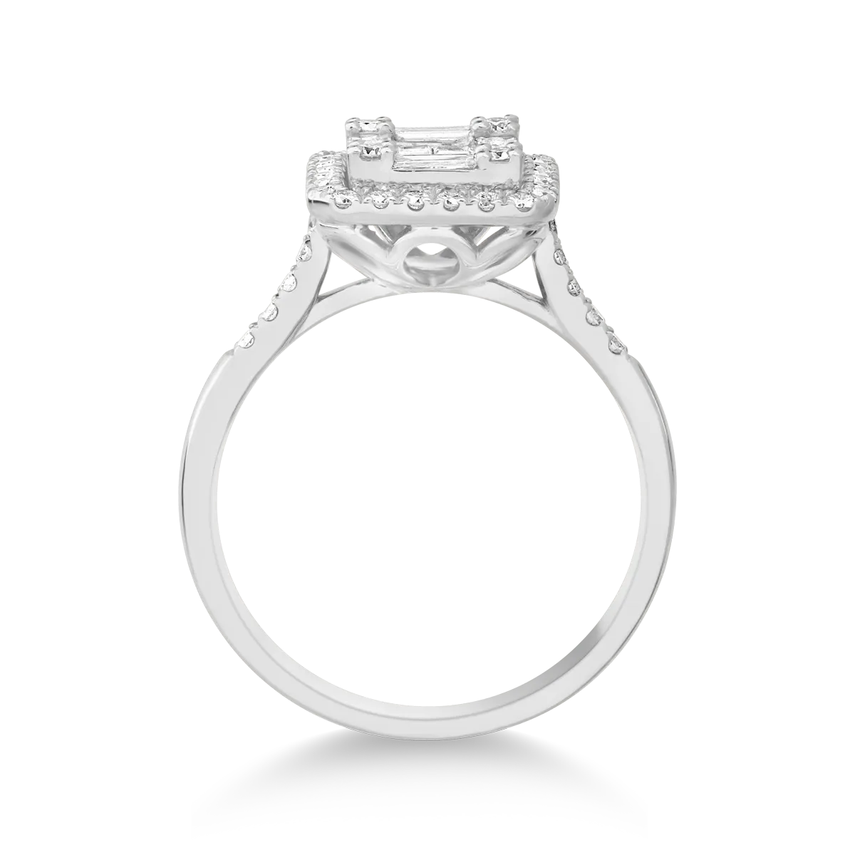 Inel din aur alb de 18K cu diamant de 0.41ct si diamante de 0.35ct