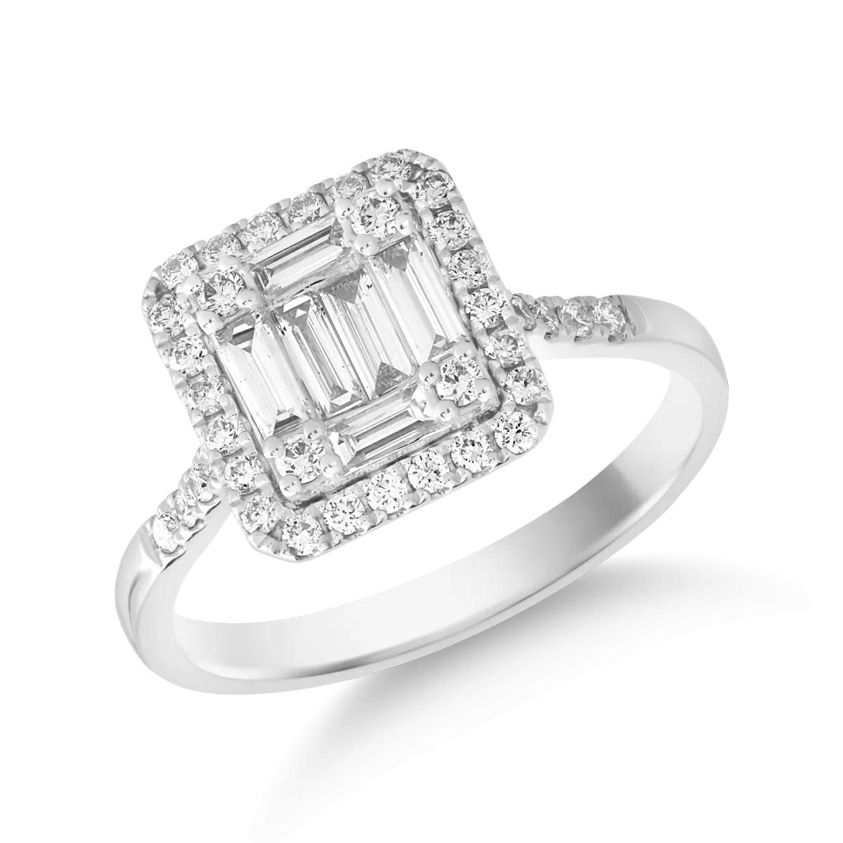 Пръстен от бяло злато 18K с диамант 0.41ct и диаманти 0.36ct.