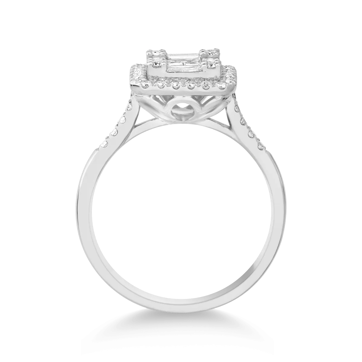Gyűrű 18K-os fehér aranyból 0,41ct gyémánttal és 0,36ct gyémántokkal.