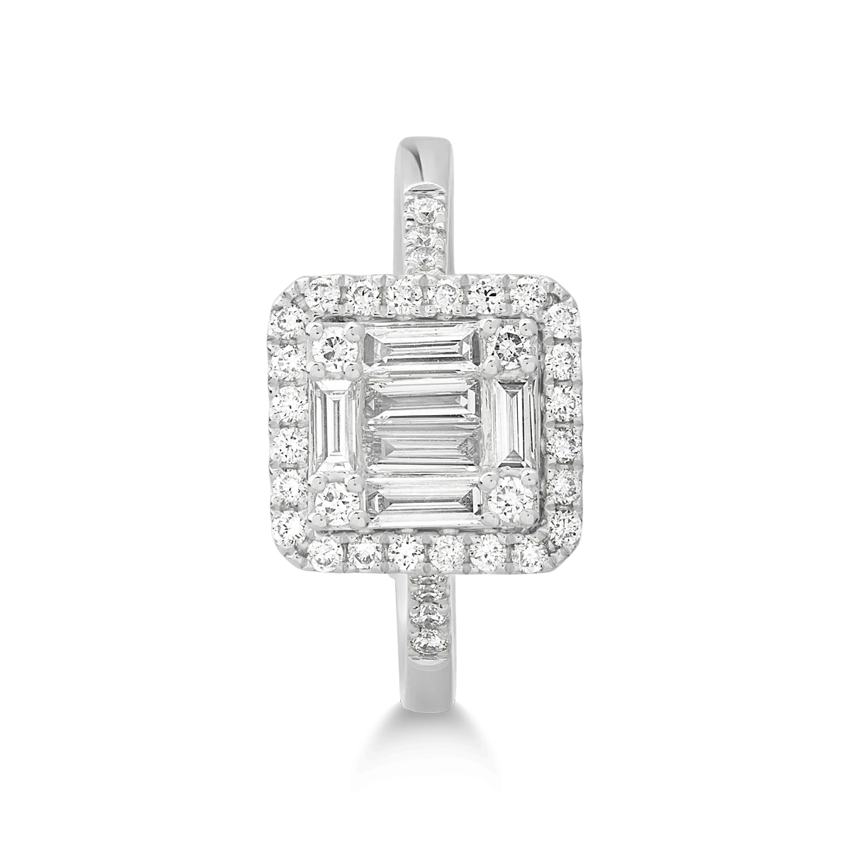 18K white gold ring with 0.41ct diamond and diamonds of 0.36ct