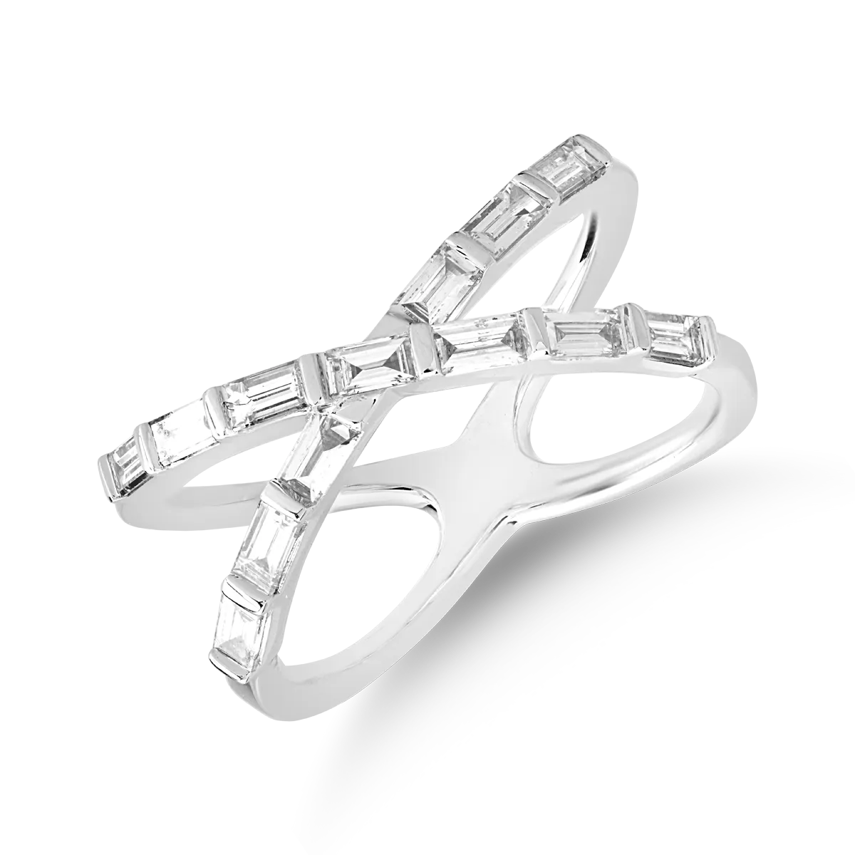 Teilor Inel din aur alb cu diamante baguette de 0.5ct