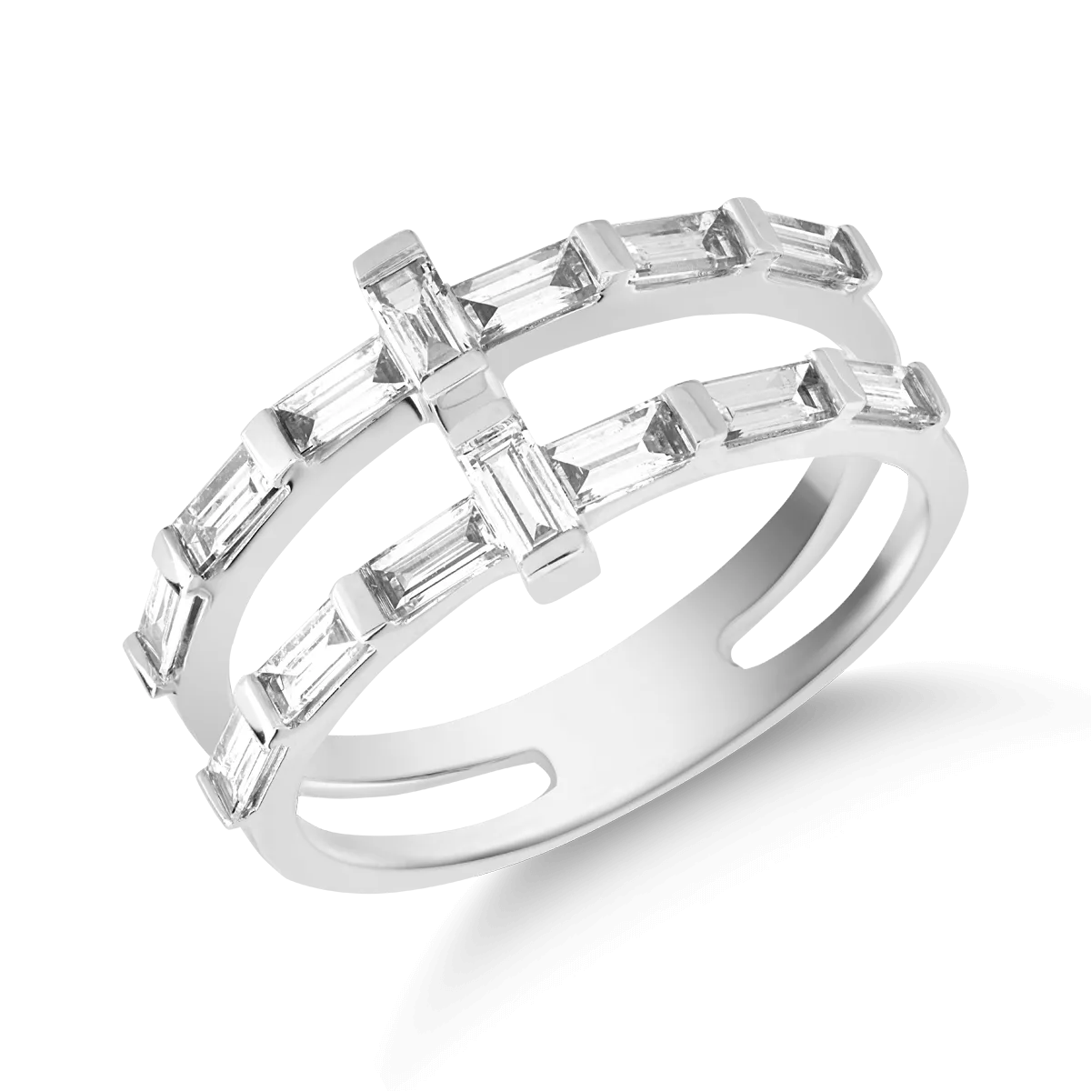 Inel din aur alb cu diamante baguette de 0.7ct