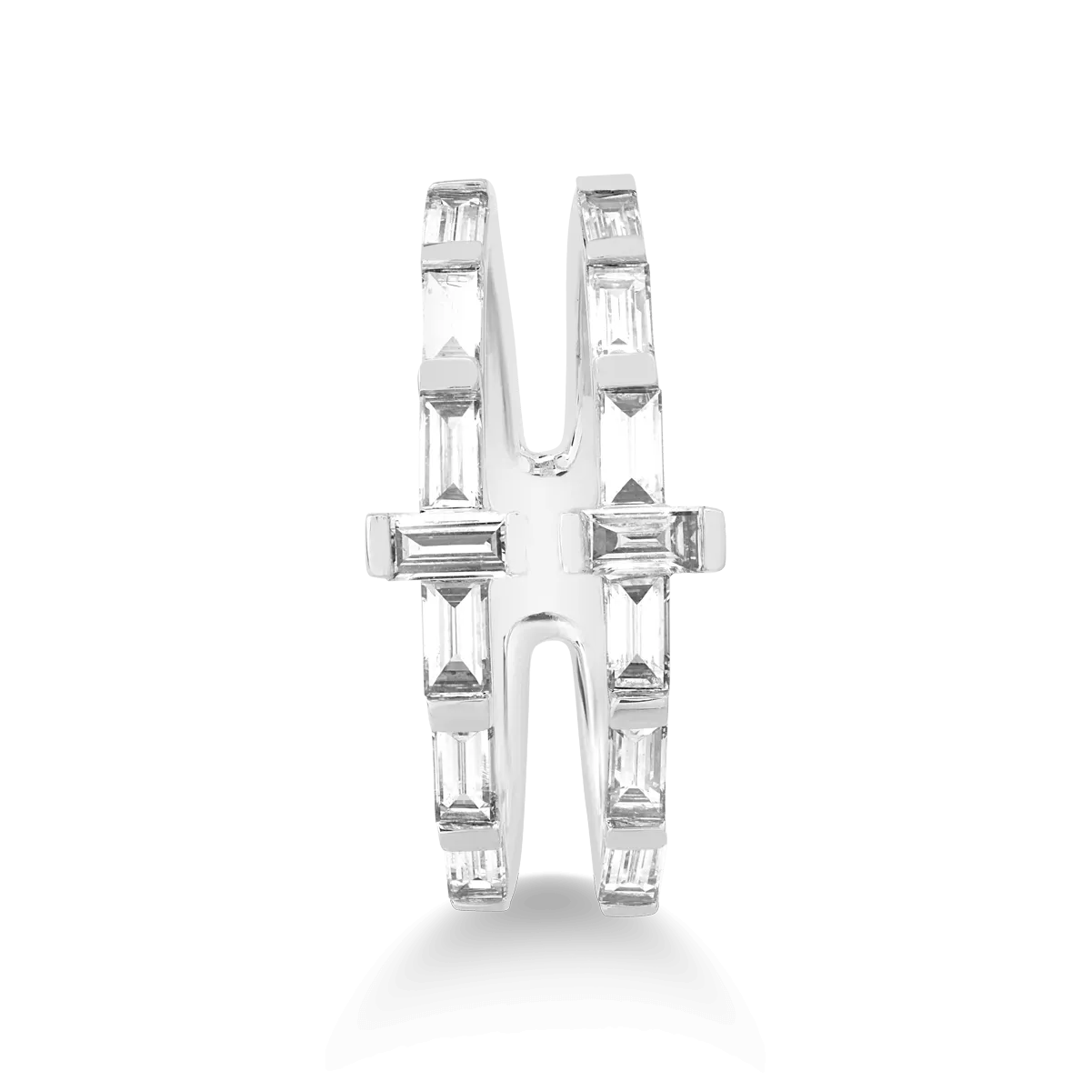 Пръстен от бяло злато 18К с диаманти 0.78гкт