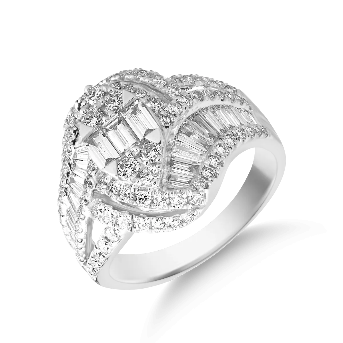 Пръстен от бяло злато 18К с диаманти 1.79ct