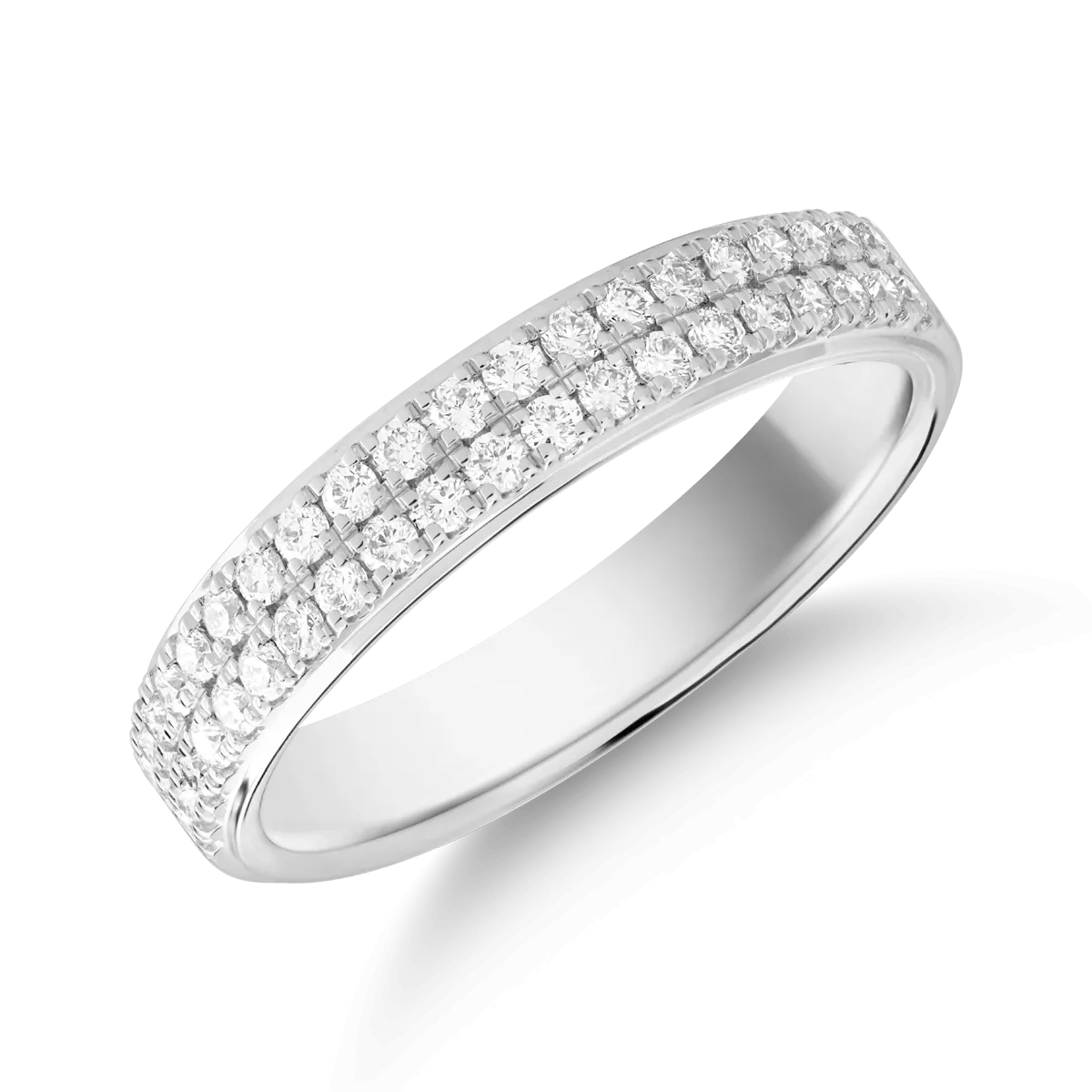 Inel semi eternity din aur alb cu diamante de 0.35ct