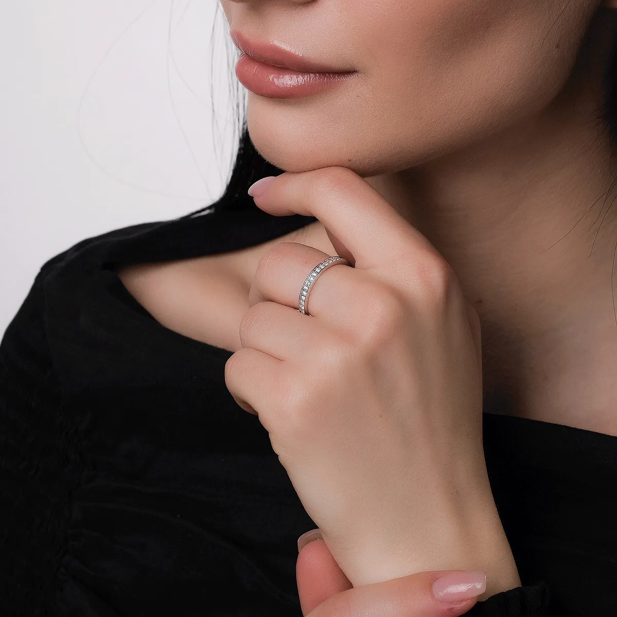 Inel infinity din aur alb de 18K cu diamante de 0.5ct