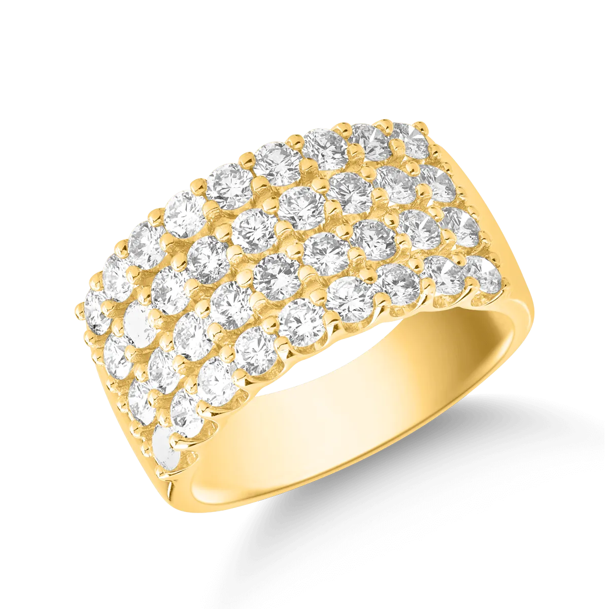 Inel din aur galben de 18K cu diamante de 2ct