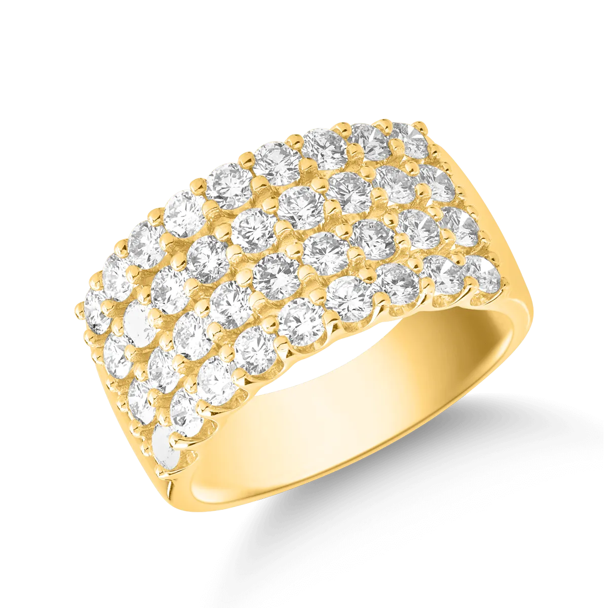 18K yellow gold ring with diamonds of 2ct