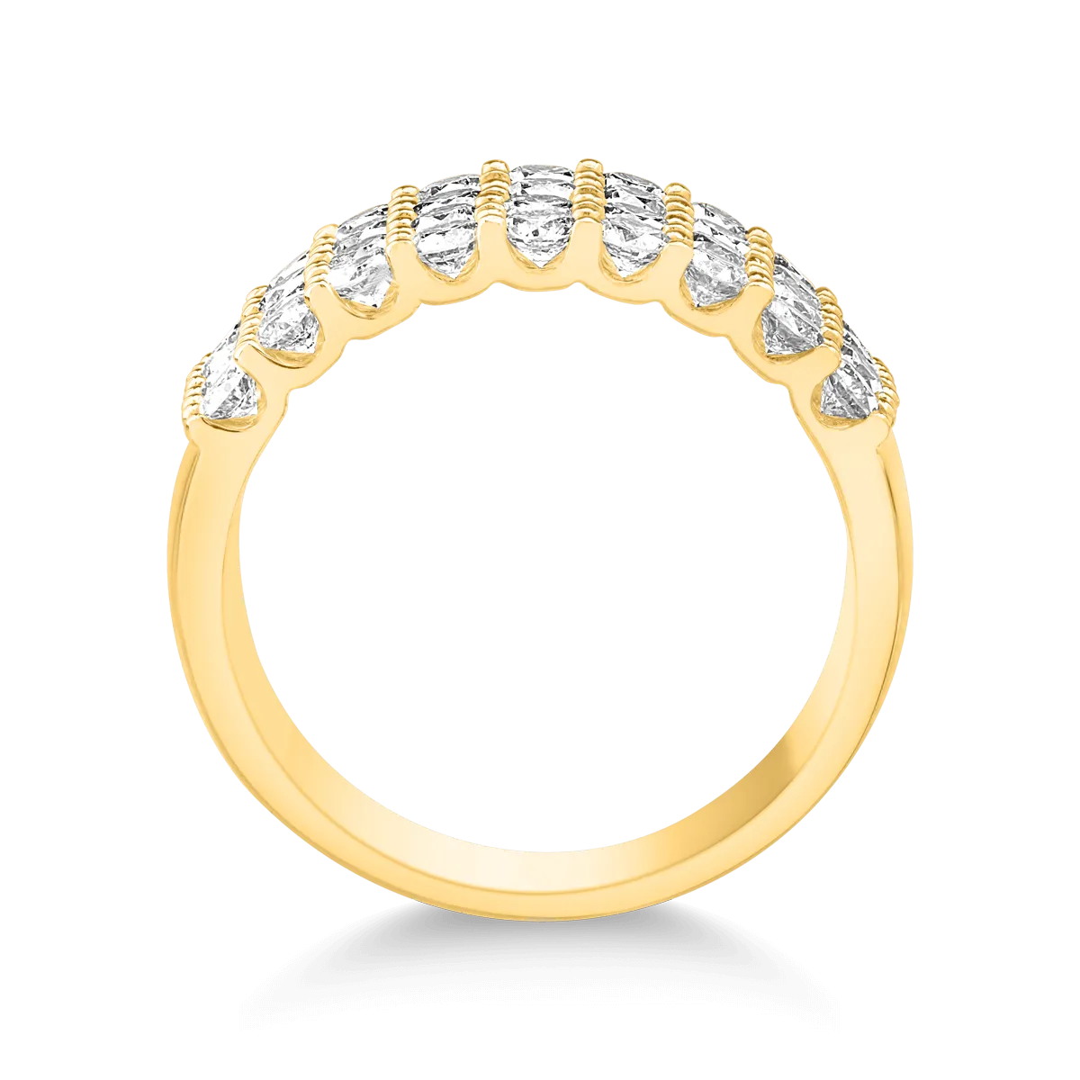 18K yellow gold ring with diamonds of 2ct