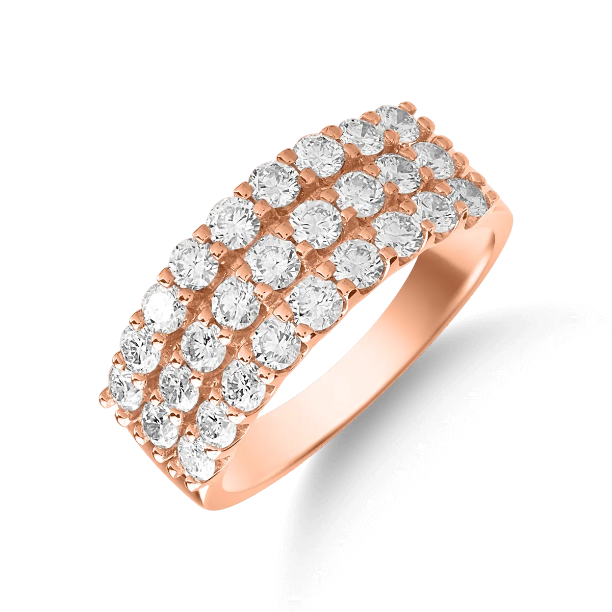 18K rose gold ring with 1ct diamonds