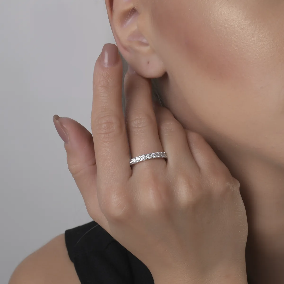 Inel infinity din aur alb de 18K cu diamante de 2ct - 3 | YEO