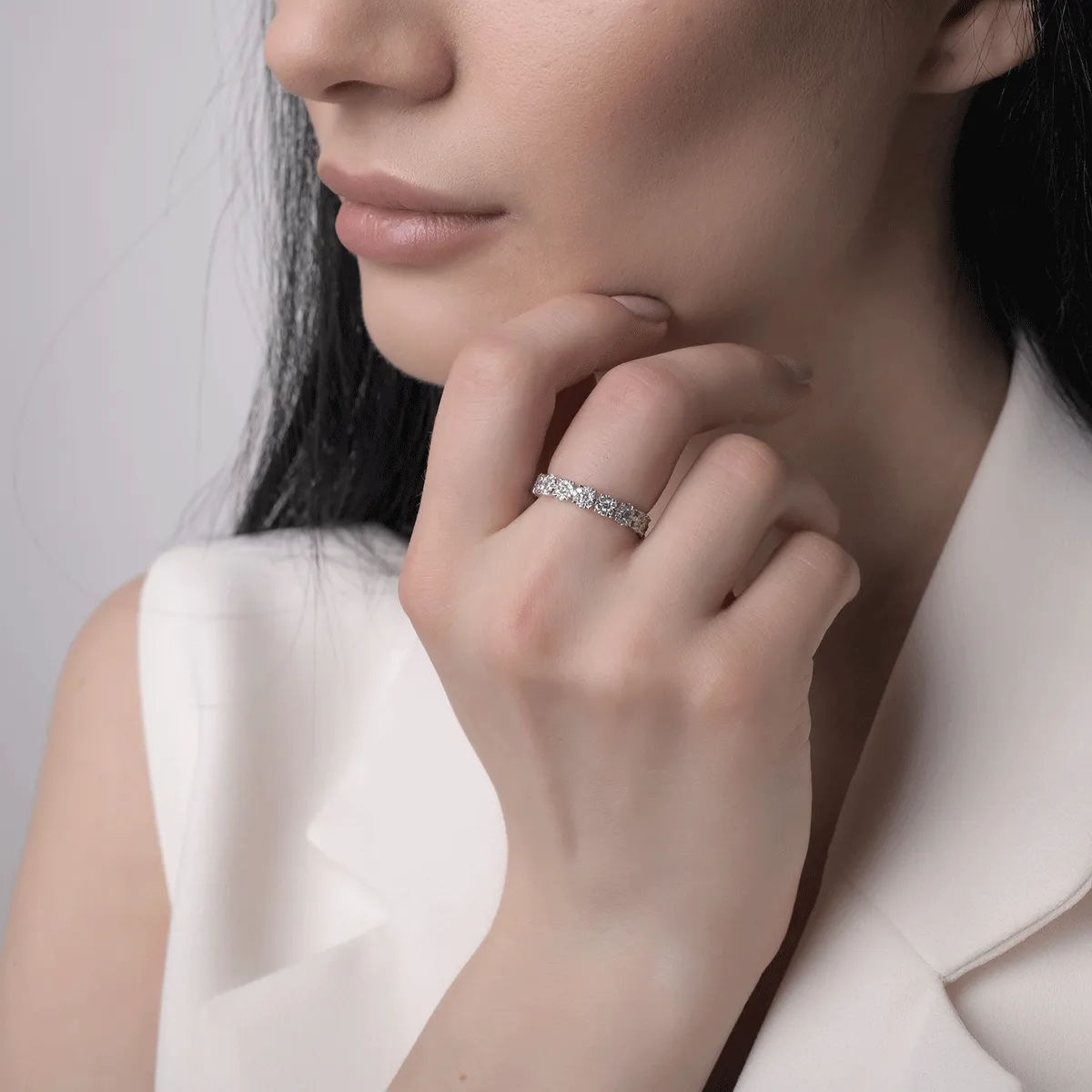 Inel din aur alb de 18K cu diamante de 1ct