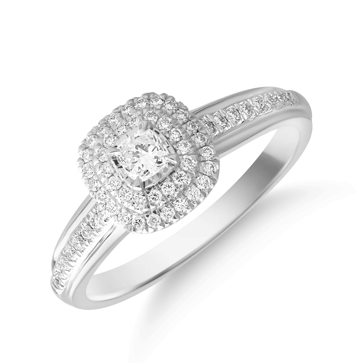 Gyűrű 18K-os fehér aranyból 0,104ct gyémánttal és 0,176ct gyémántokkal. Gramm: 3,20