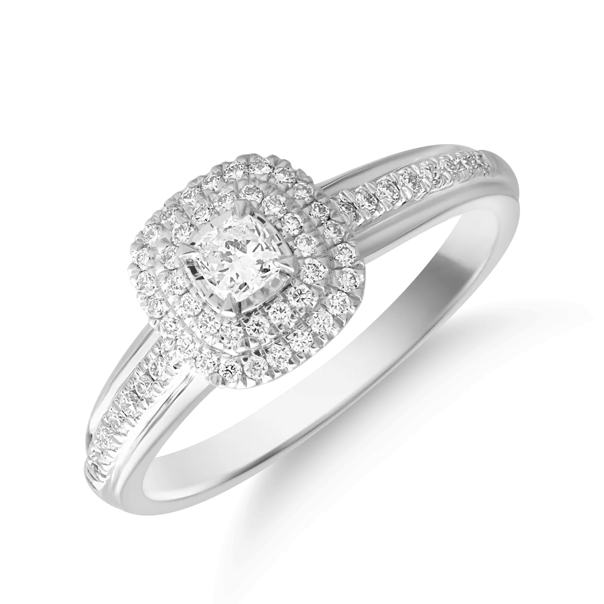 Inel din aur alb cu diamant cushion de 0.1ct si diamante de 0.1ct