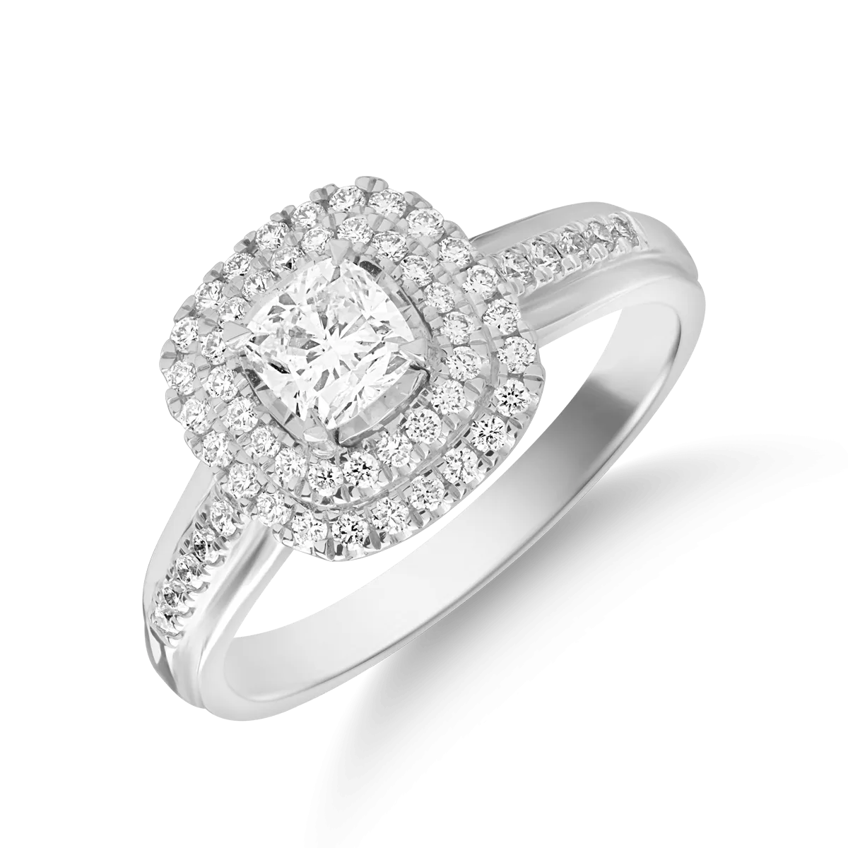 Inel din aur alb de 18K cu diamant de 0.31ct si diamante de 0.21ct-116631